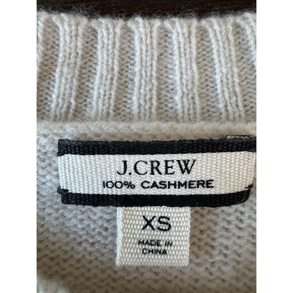J.Crew 100% Cashmere Sweater Womens XS Beige Cream Cropped Henley Button - Picture 3 of 7